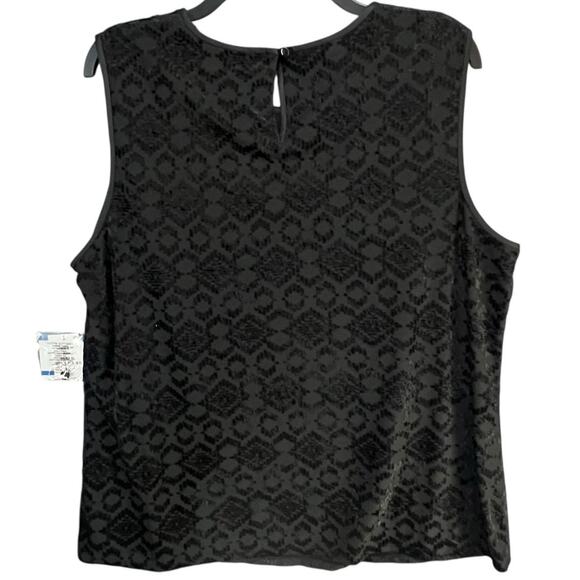 Kasper Cami Tank Top XL Black Burnout Velvet Knit Modern Classic Whimsygoth NEW - Picture 5 of 15